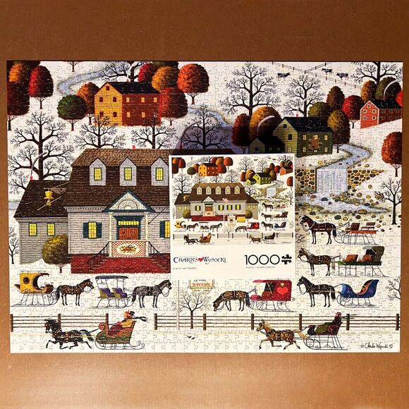 Vintage Charles Wysocki Beaver Hat Tavern 1000 Piece Puzzle Buffalo NEW - Picture 3 of 9